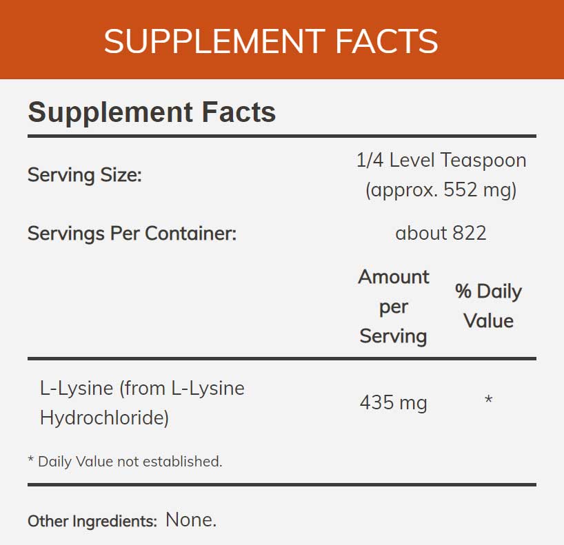 NOW L-Lysine Pure Powder Ingredients