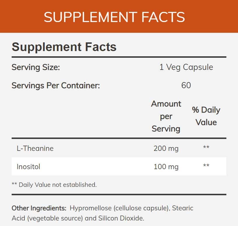 NOW L-Theanine Ingredients