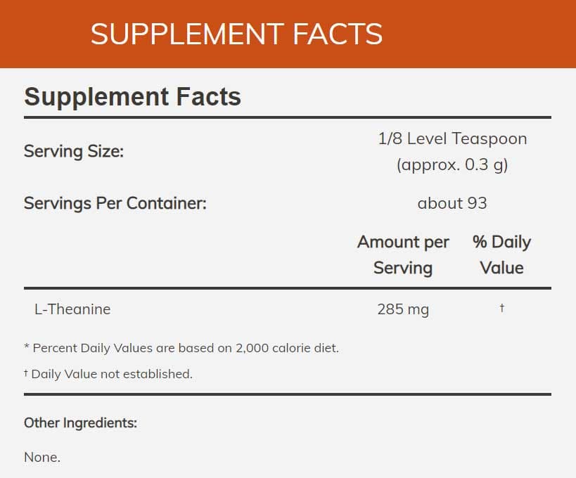 NOW L-Theanine Ingredients
