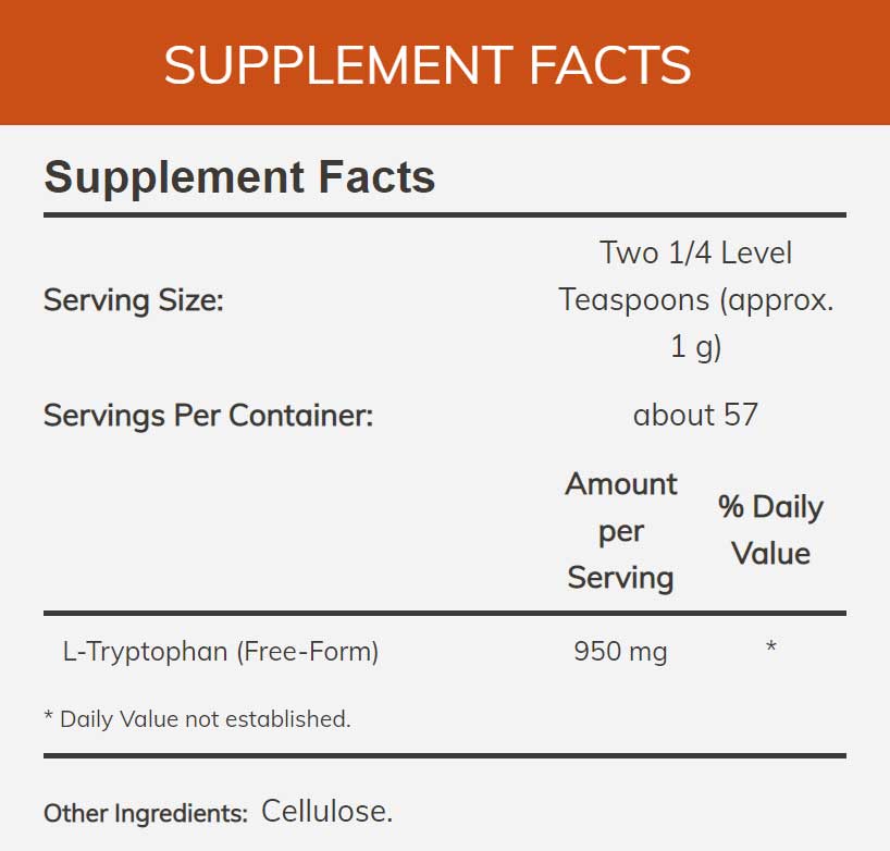 NOW L-Tryptophan Powder Ingredients