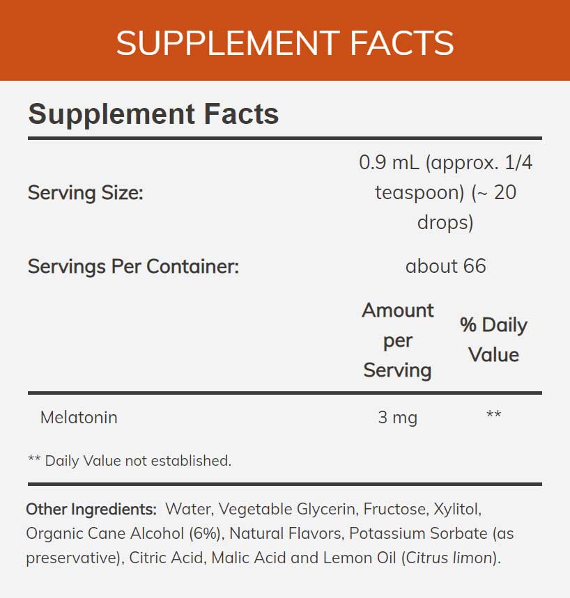 NOW Liquid Melatonin Ingredients