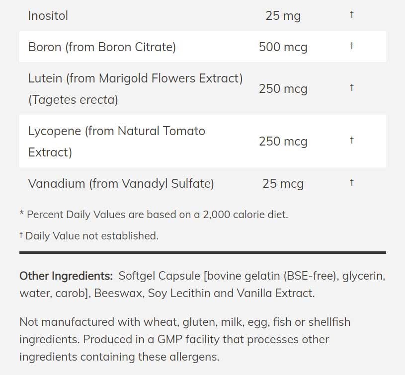 NOW Liquid Multi Gels Ingredients