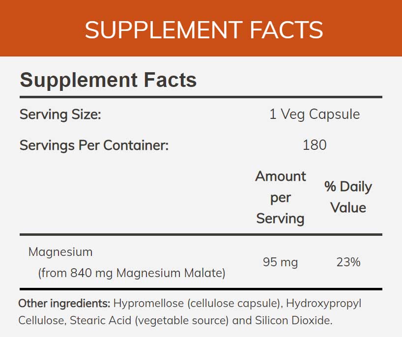 NOW Magnesium Malate Caps Ingredients