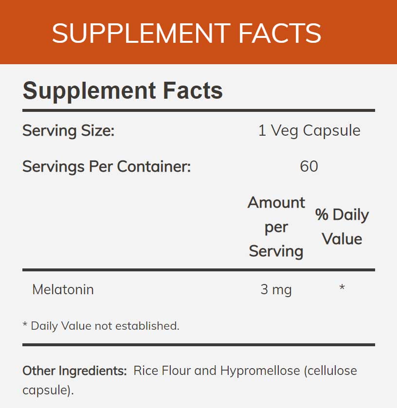 NOW Melatonin 3 mg Ingredients