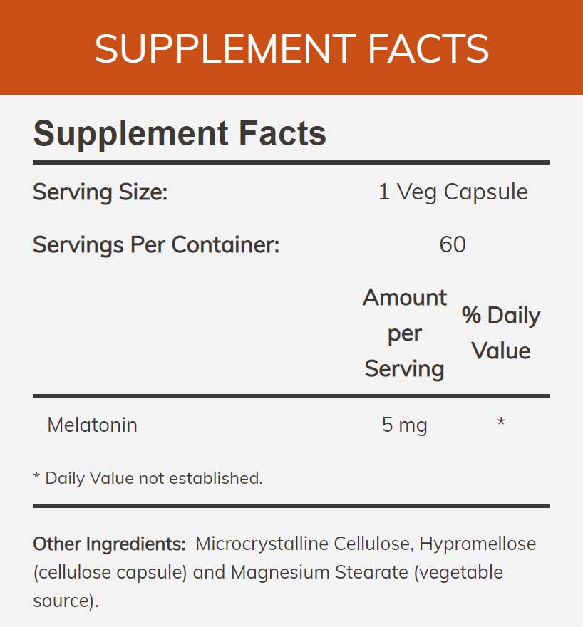 NOW Melatonin 5 mg Ingredients