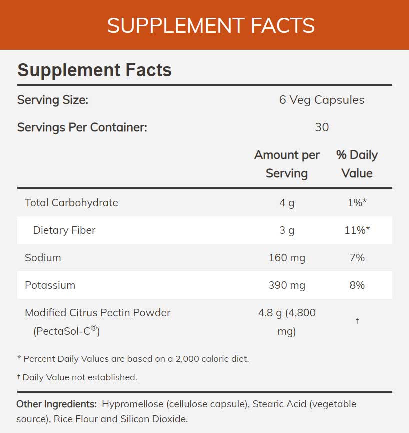 NOW Modified Citrus Pectin 800 mg Ingredients