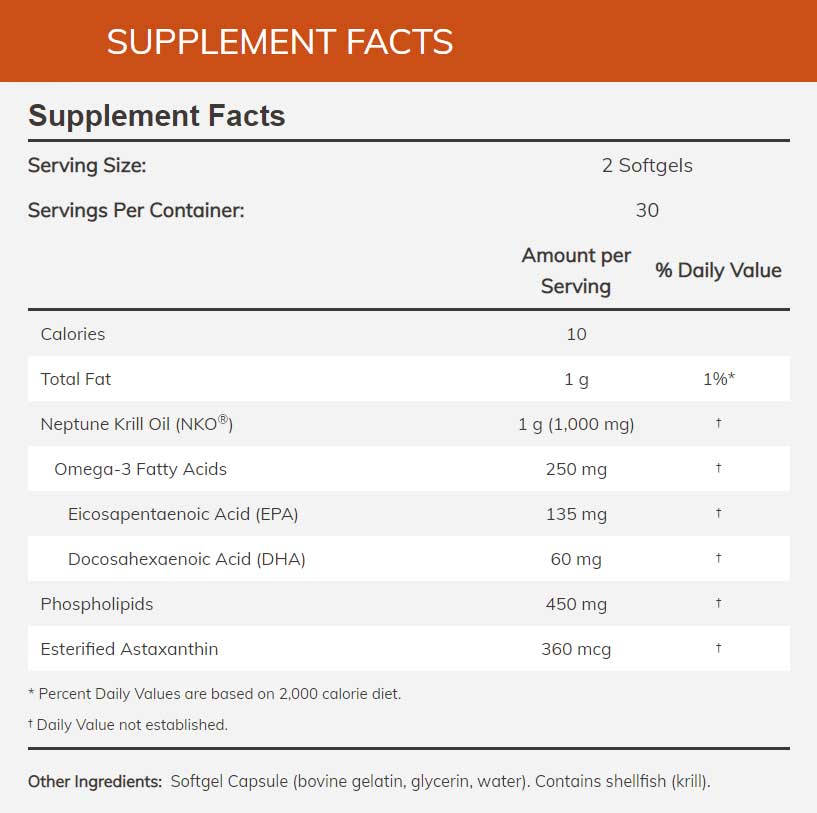 NOW Neptune Krill Oil 500 mg Ingredients