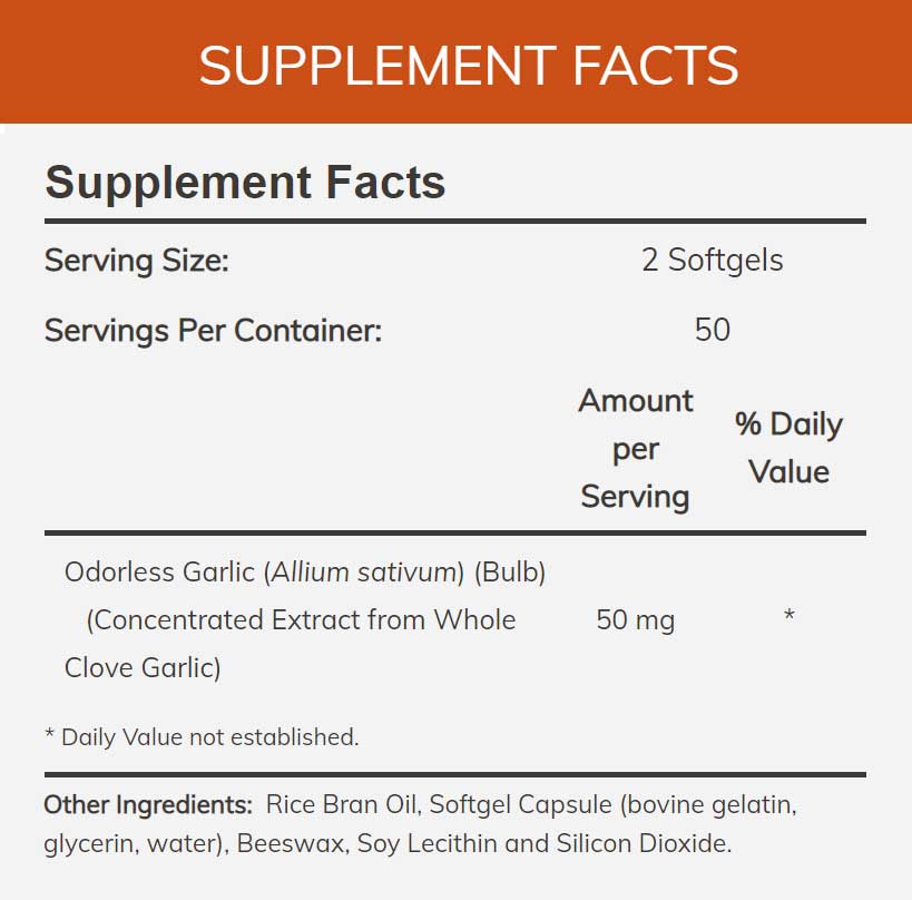 NOW Odorless Garlic Ingredients