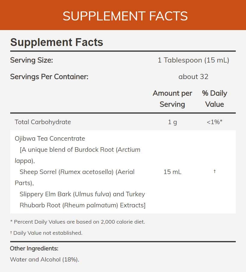 NOW Ojibwa Tea (Liquid) Ingredients