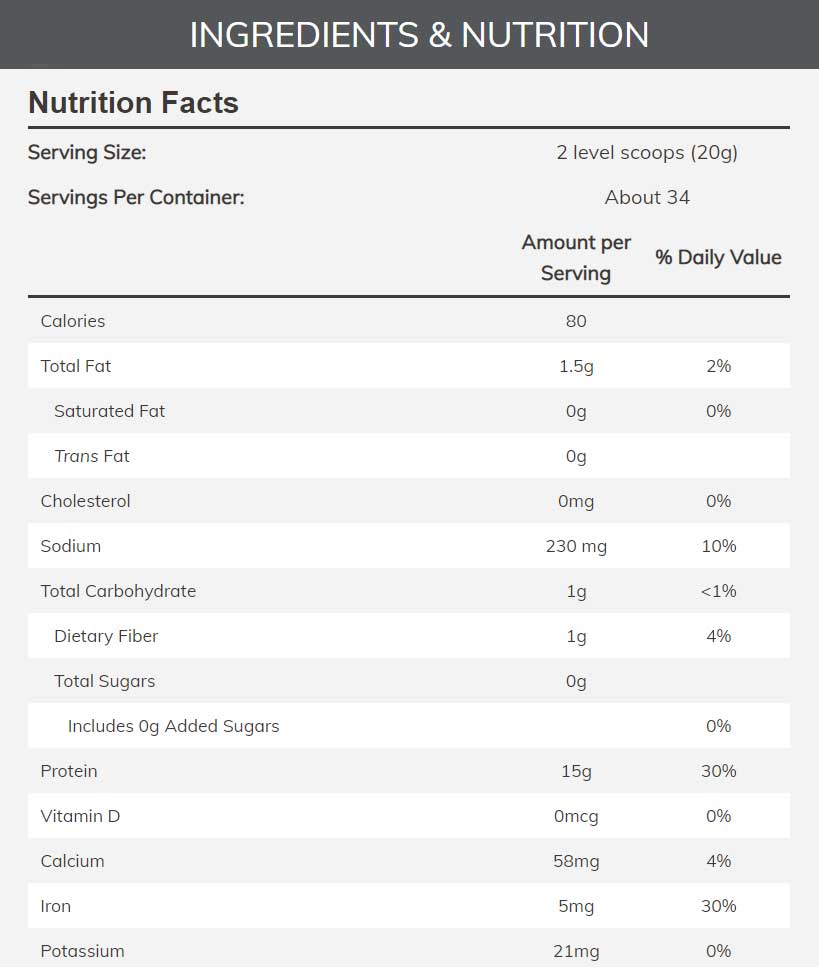 NOW Sports Organic Pea Protein Ingredients