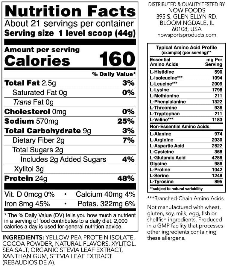 NOW Sports Pea Protein Ingredients
