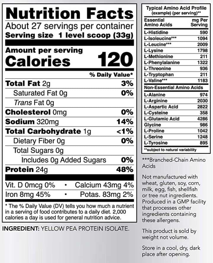 NOW Sports Pea Protein Ingredients