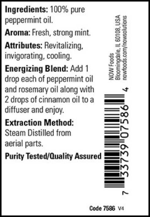 NOW Essential Oils Peppermint Oil Ingredients