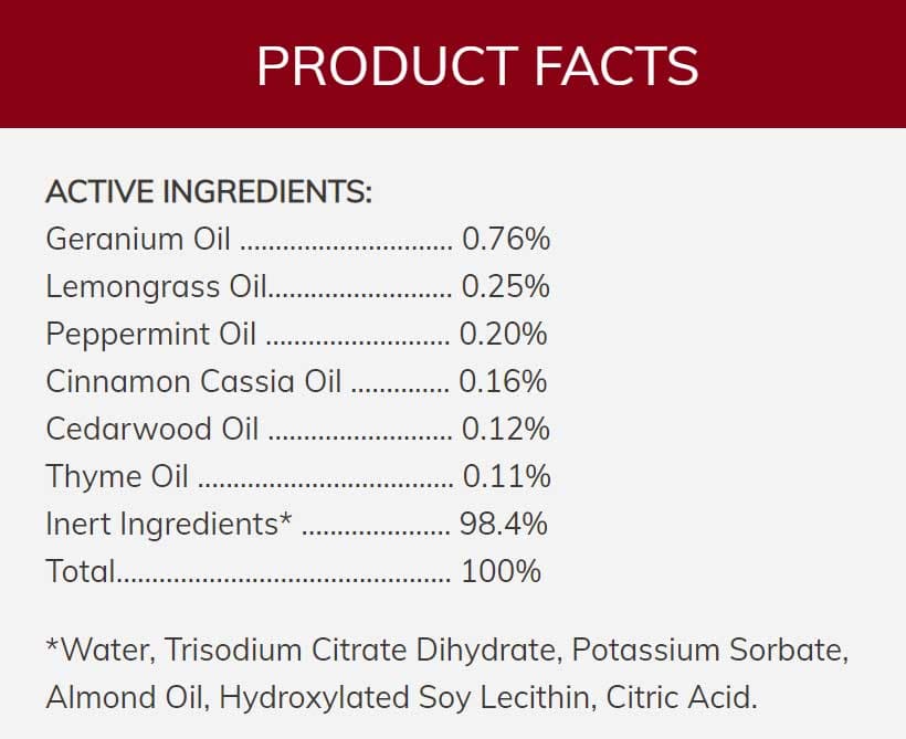 NOW Pets Flea & Tick Spray for Dogs Ingredients