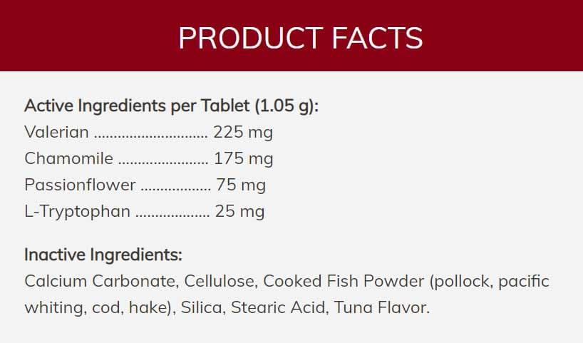 NOW Pets Relaxant for Dogs/Cats Ingredients