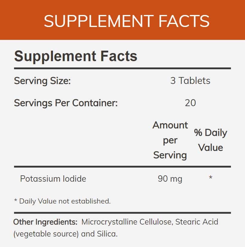 NOW Potassium Iodide 30 mg Ingredients