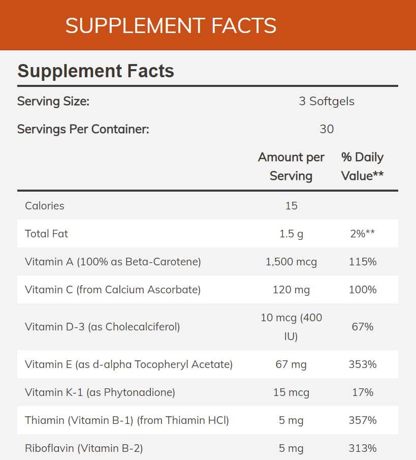 NOW Prenatal Gels + DHA Ingredients