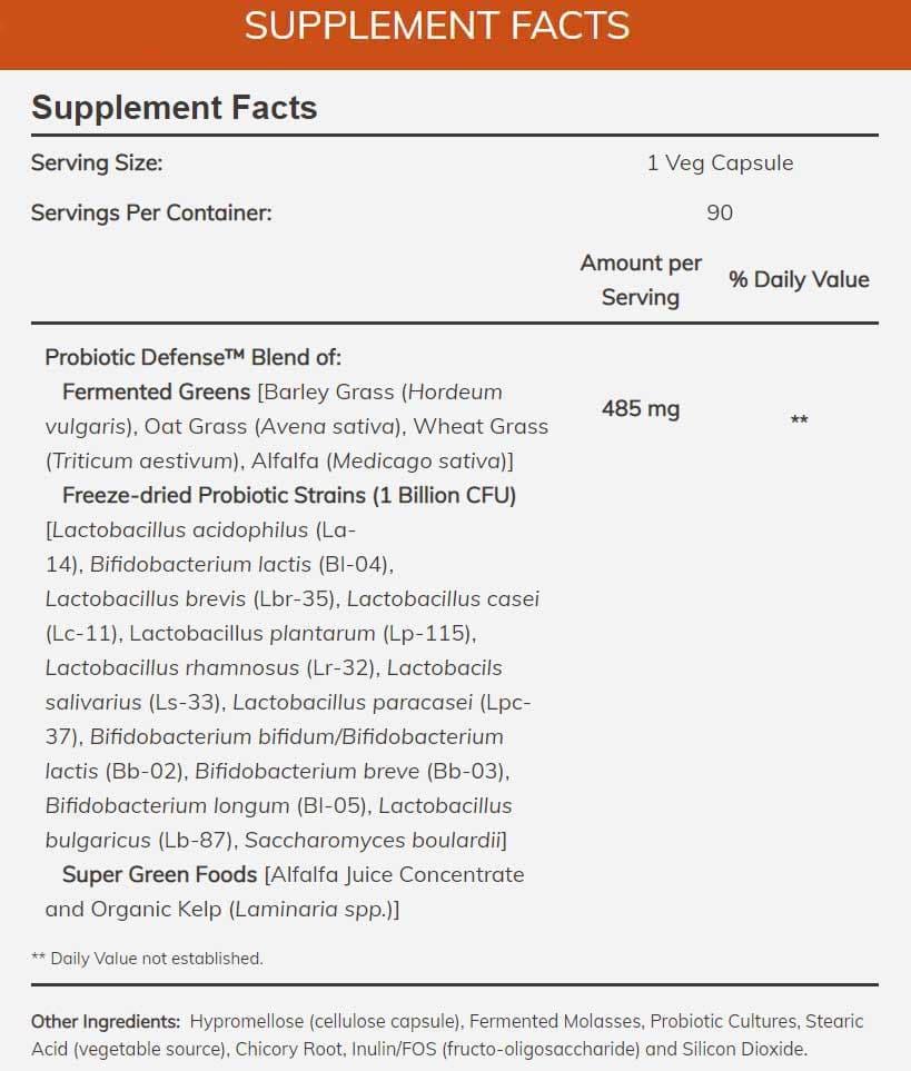 NOW Probiotic Defense Ingredients