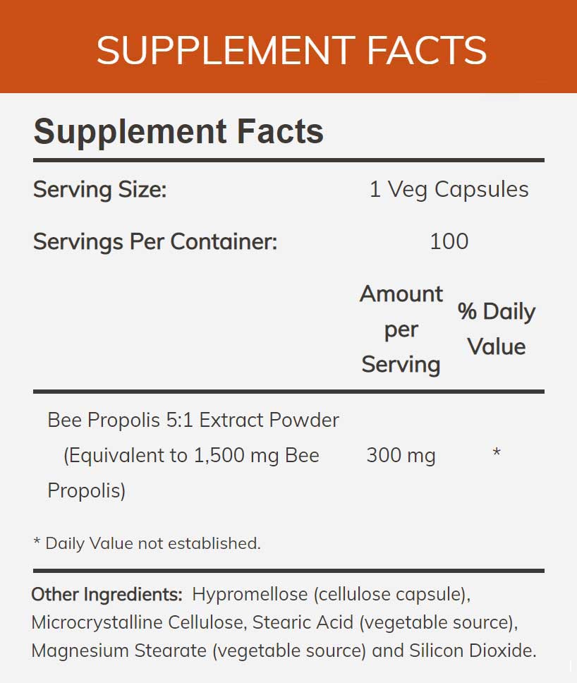 NOW Propolis 1500 Ingredients