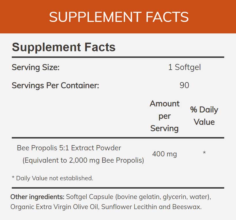 NOW Propolis 2000 Ingredients