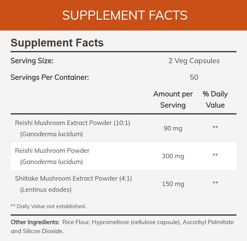 NOW Rei-Shi Mushrooms 270 mg Ingredients