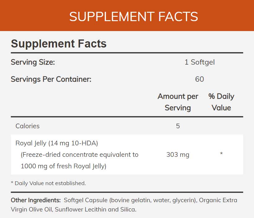 NOW Royal Jelly 1000 mg Ingredients