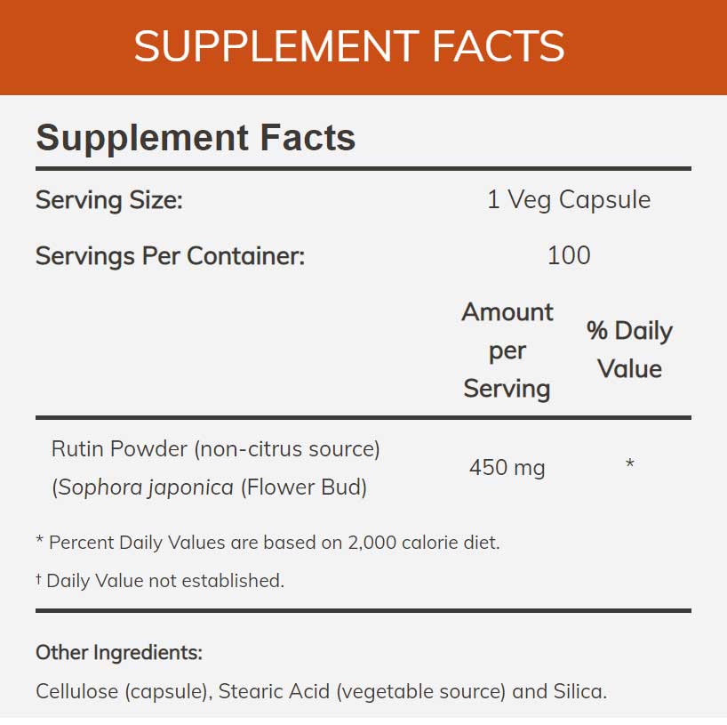 NOW Rutin 450 mg Ingredients