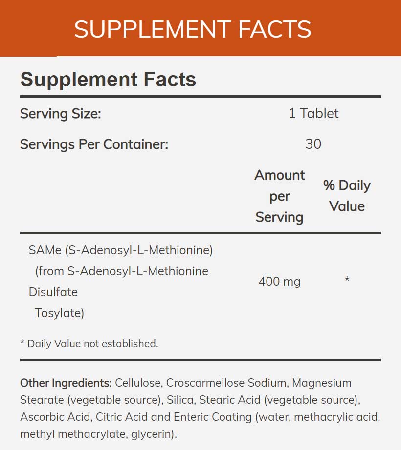 NOW SAMe 400 mg Ingredients