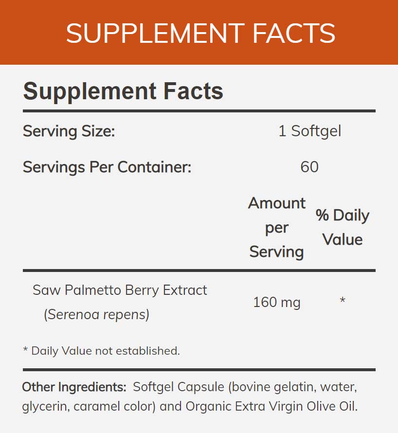 NOW Saw Palmetto Extract 160 mg Ingredients