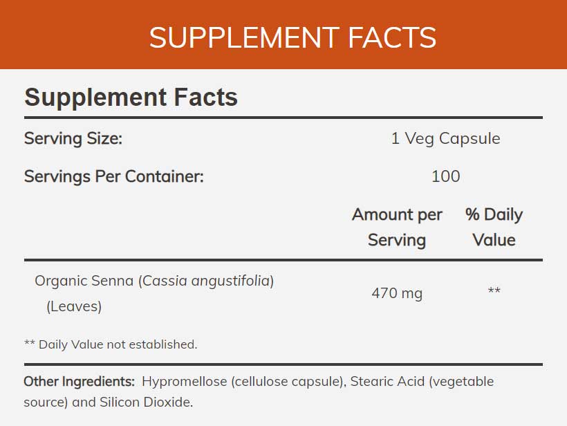 NOW Senna Leaves 470 mg Ingredients