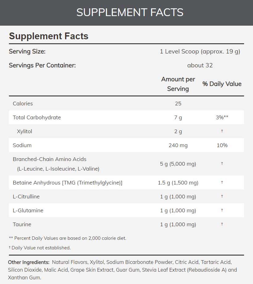 NOW Sports BCAA Big 6 Ingredients