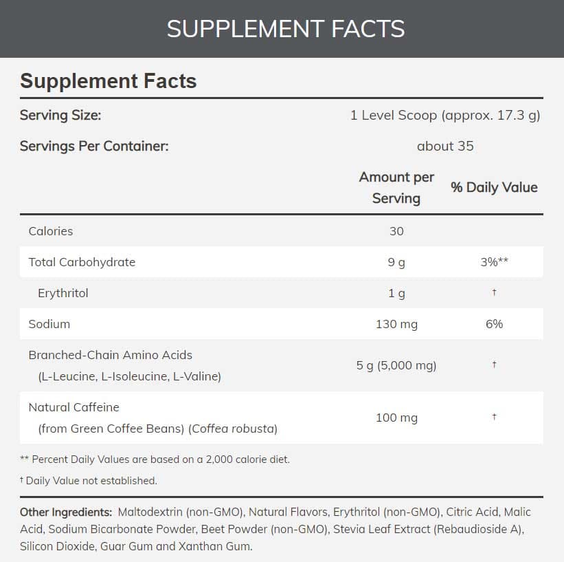 NOW Sports BCAA Blast Powder Ingredients