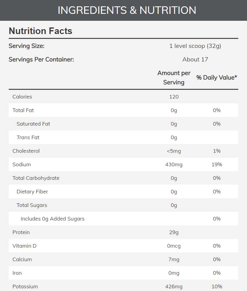 NOW Sports Chicken Bone Broth Powder Ingredients