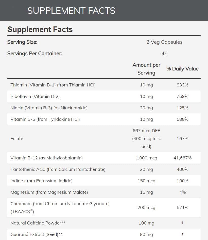 NOW Sports Energy Extreme Ingredients