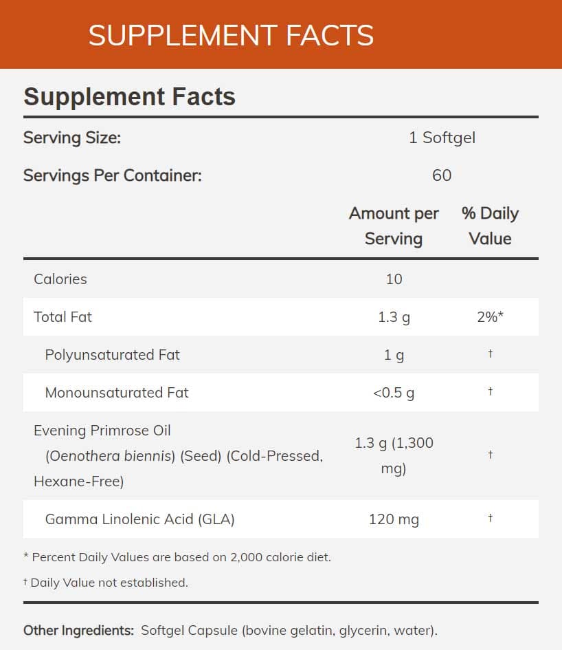 NOW Super Primrose Ingredients