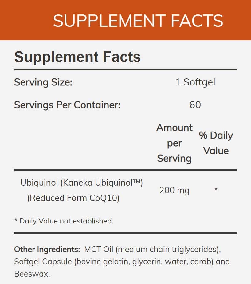 NOW Ubiquinol Extra Strength 200 mg Ingredients