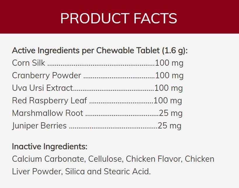 NOW Pets Urinary Support for Dogs/Cats Ingredients
