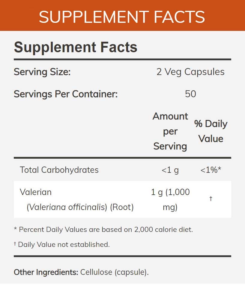 NOW Valerian Root 500 mg Ingredients