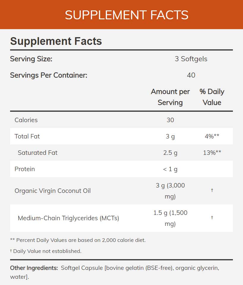 NOW Virgin Coconut Oil 1000 mg Ingredients