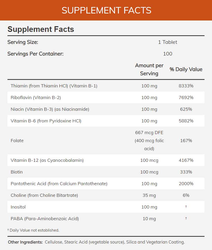 NOW B-100 Sustained Release Ingredients