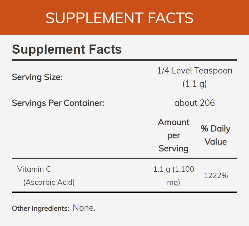 NOW Vitamin C Crystals Ingredients