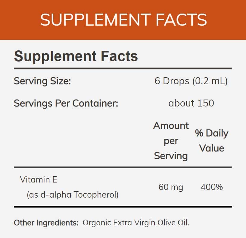 NOW Vitamin E Liquid Ingredients