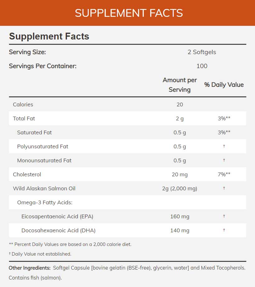 NOW Wild Alaskan Salmon Oil Ingredients