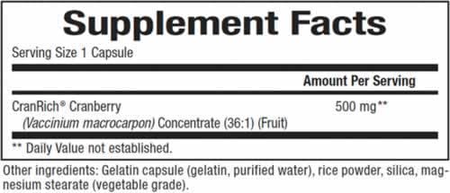 Natural Factors CranRich 500 mg Ingredients