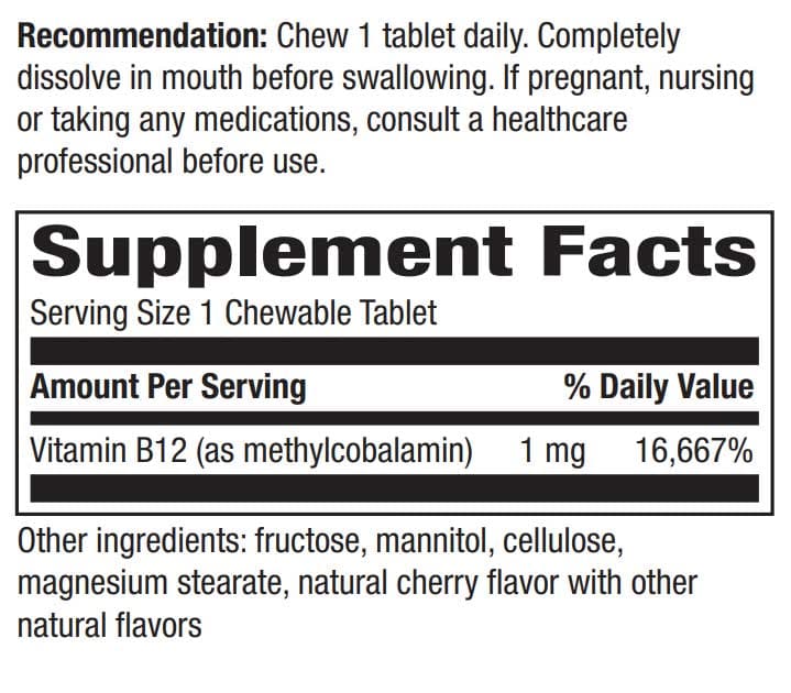 Nature's Way B12 Infusion Ingredients