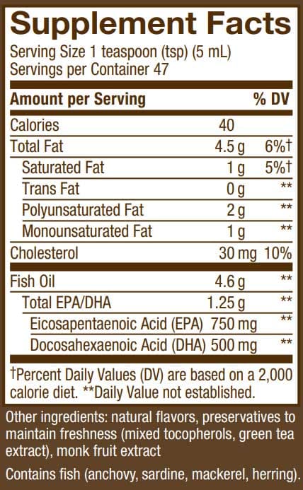 Nature's Way Ultra Pure Omega3, Grapefruit Tangerine Ingredients