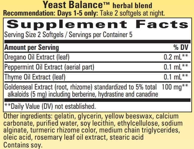 Nature's Way Whole Body Yeast Balance Kit Ingredients