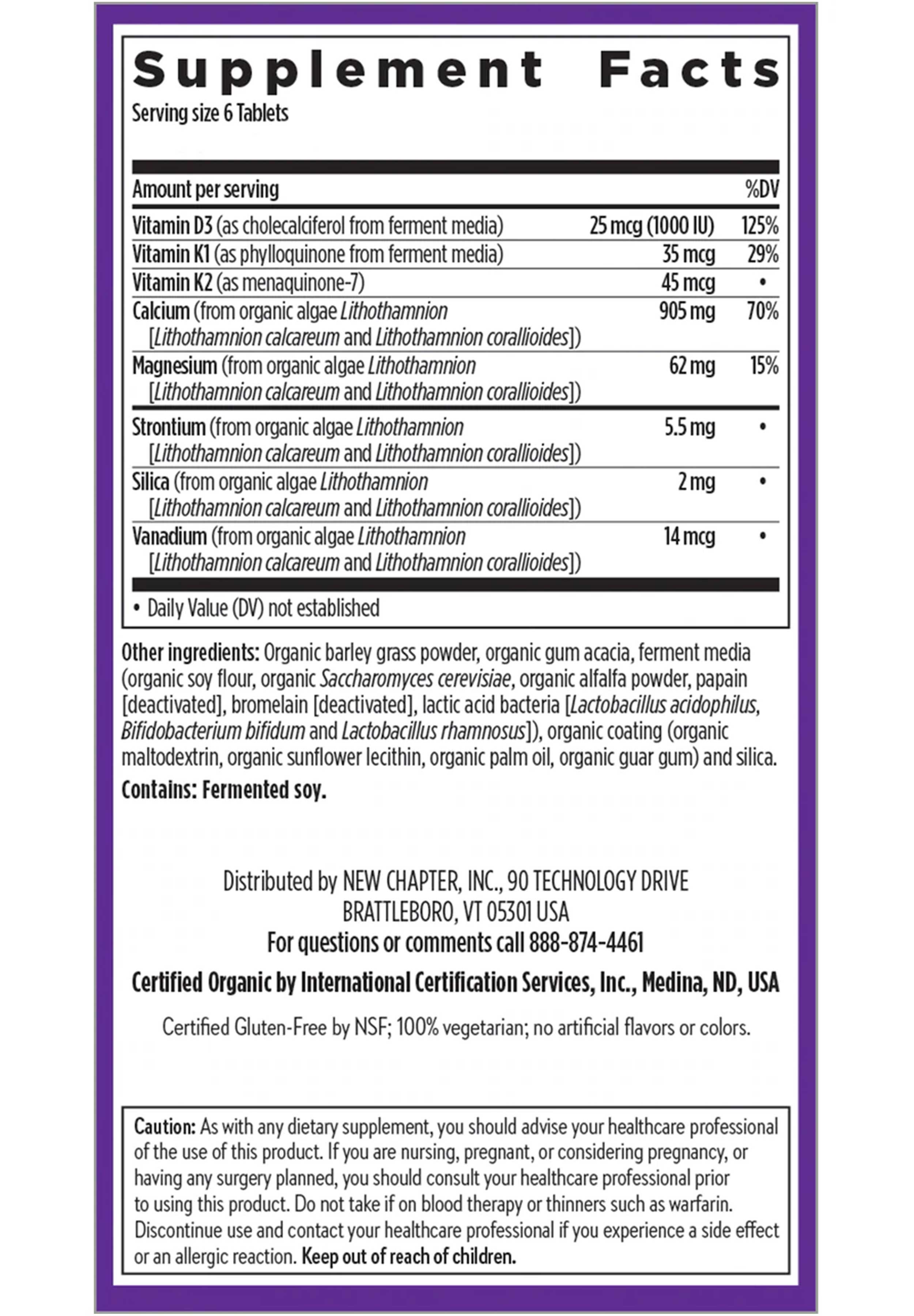 New Chapter Bone Strength Take Care Tiny Tabs Ingredients
