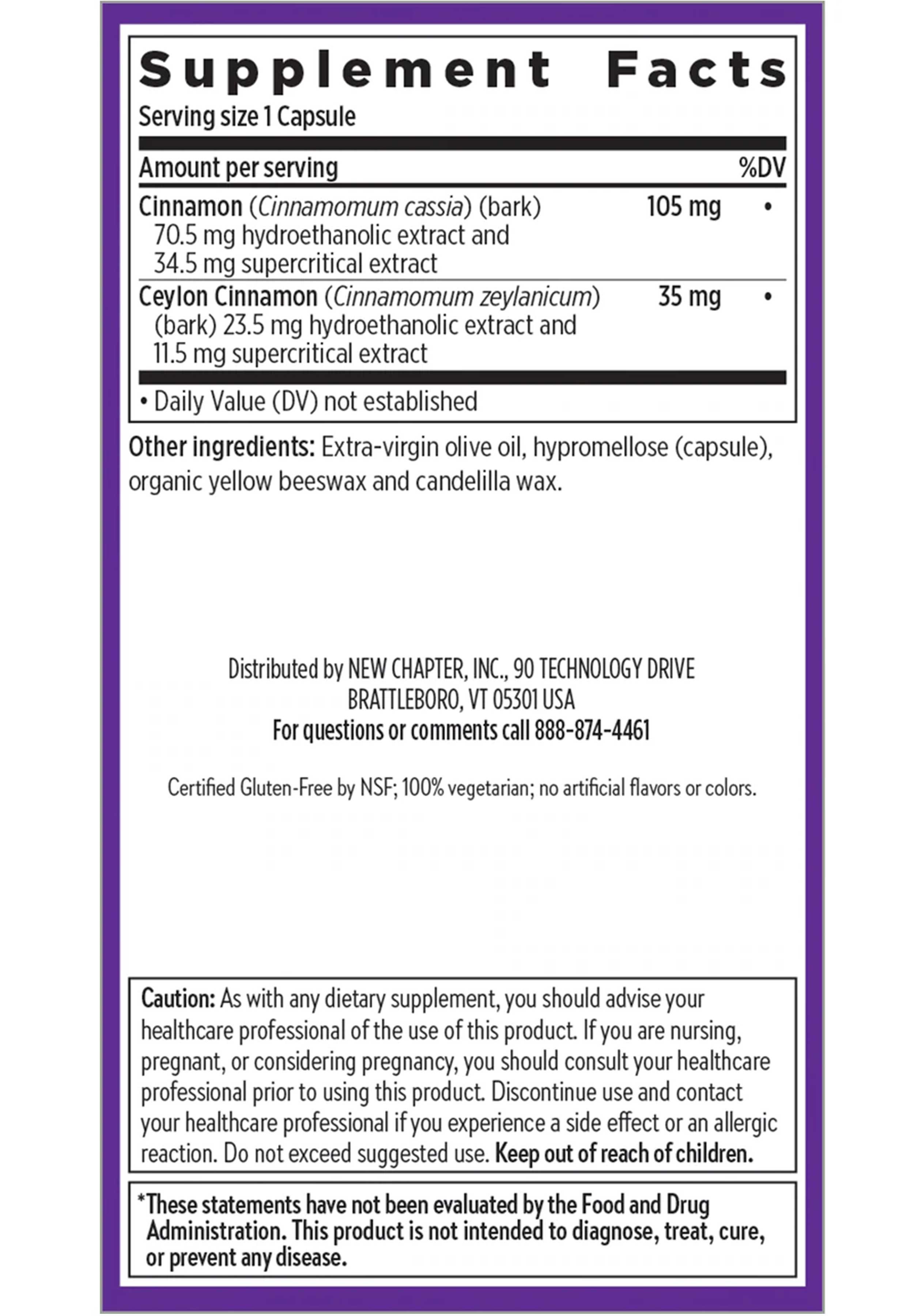 New Chapter Cinnamon Force Ingredients
