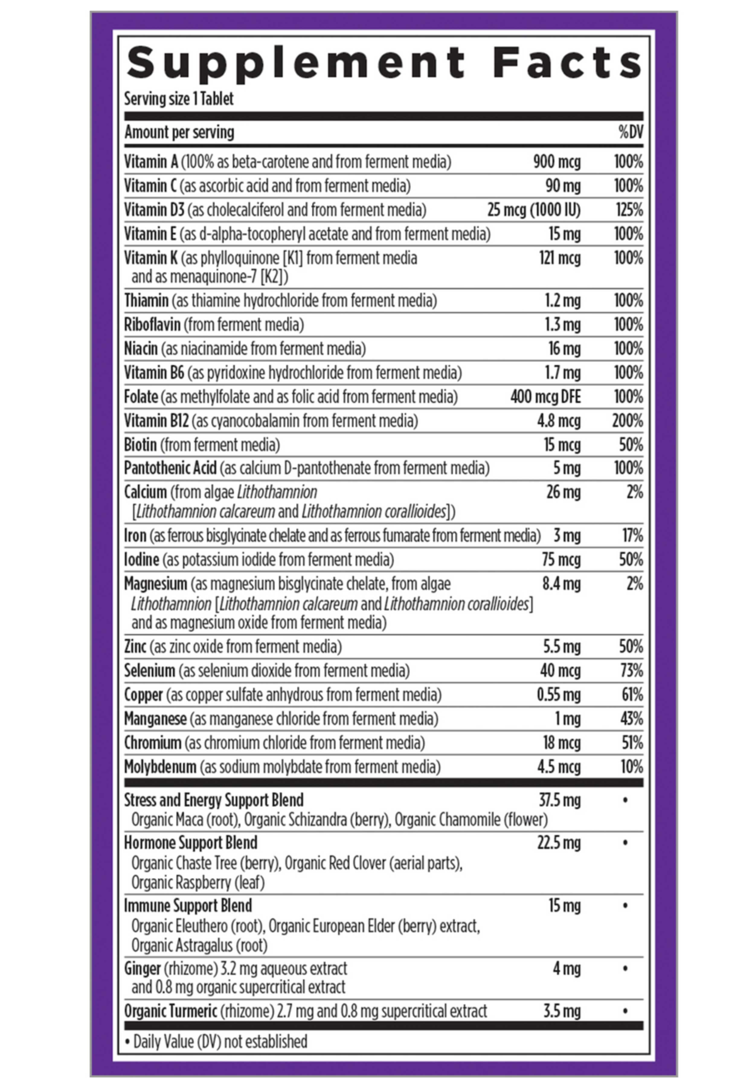 New Chapter Every Woman's One Daily Multi Ingredients